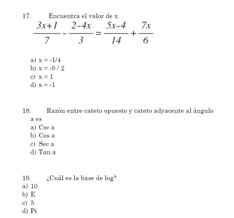 preguntas de matematicas