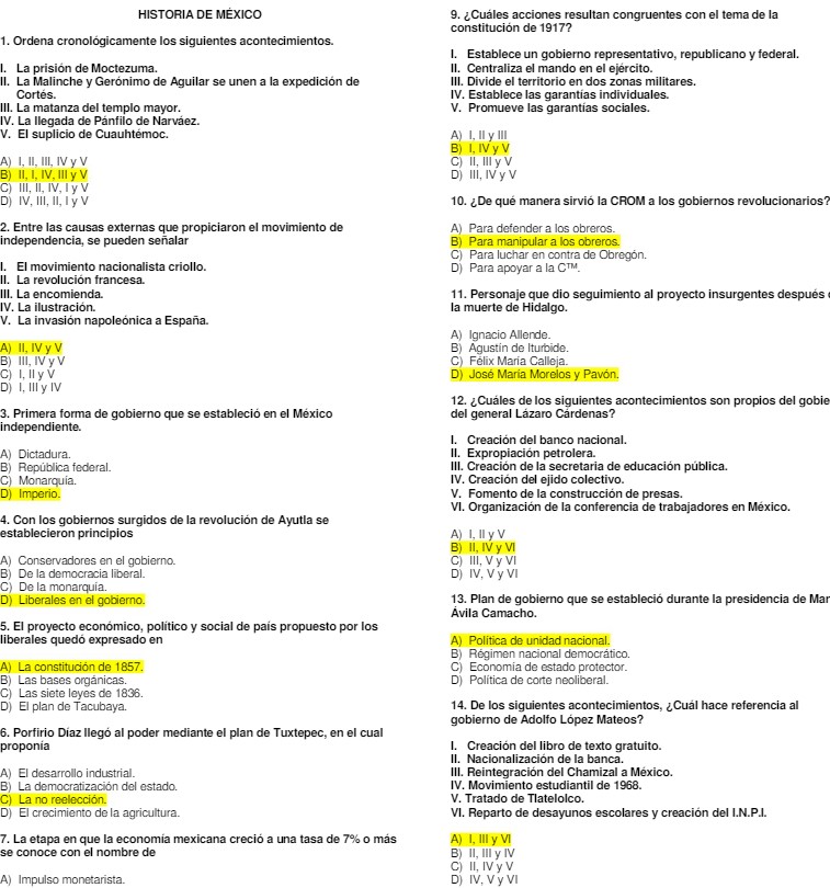 historia cuestionario